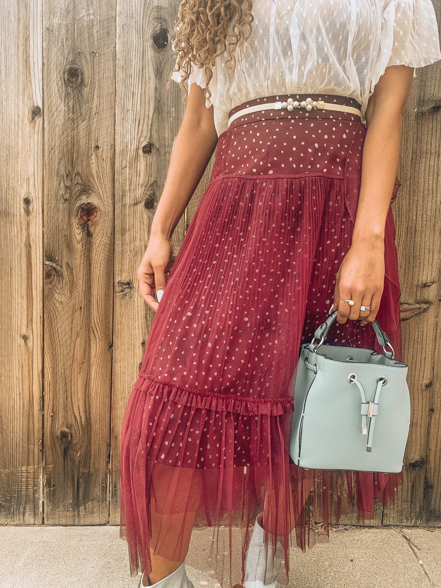 Spring Transition Polka Dot Maxi Skirt